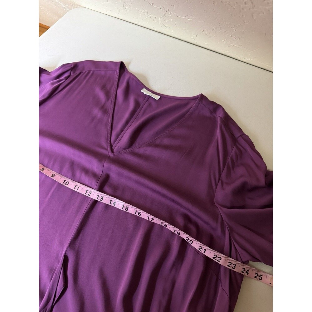 J. Jill Pure Jill Purple Side Tie Waist Dress Plus Size 2X Midi V-Neck Comfy - Picture 5 of 10